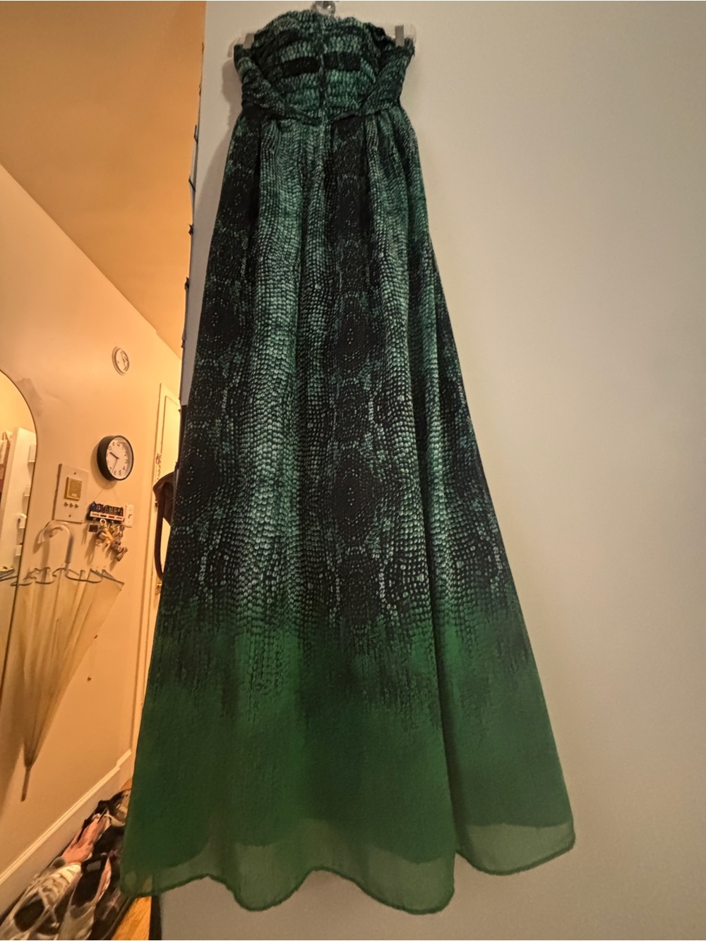 Moulinette Soeurs Green Ombre Snake-Print Maxi Skirt